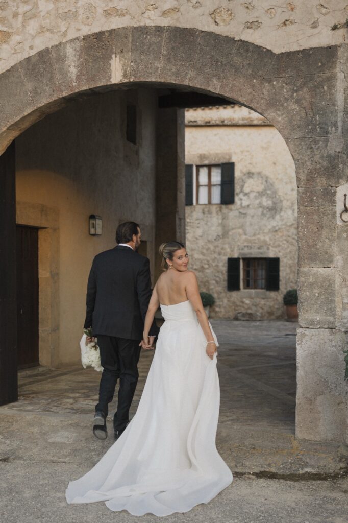 Golden hour wedding portraits by luxury photographer in Mallorca